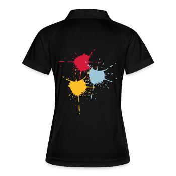 Farbkleckse 3 Grundfarben - V3 - Frauen Polo atmungsaktiv - Schwarz/Weiß - Hinten