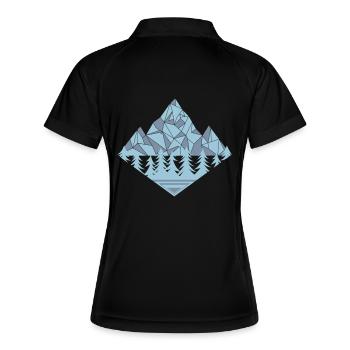 Berge - Frauen Polo atmungsaktiv - Schwarz/Weiß - Hinten