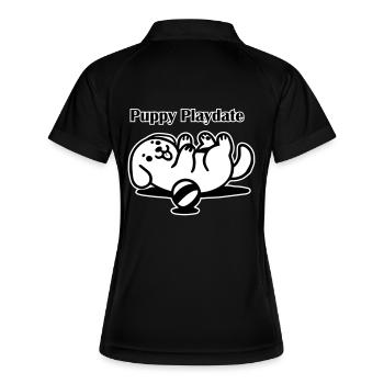 Puppy playing with ball - Puppy Playdate Design - Women's Polo breathable - black/white - Back