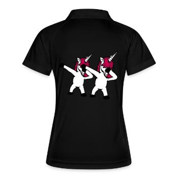 2 Einhörner Dabbing Dab Tanz Party Pose Geste Team - Frauen Polo atmungsaktiv - Schwarz/Weiß - Hinten