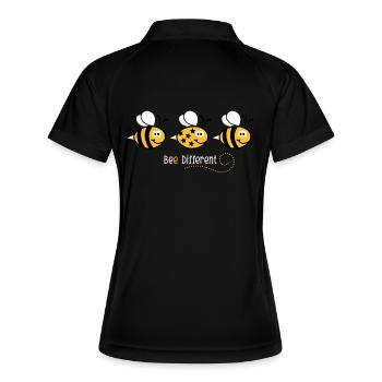 Be different - be yourself - Biene - Bee - 3C - Frauen Polo atmungsaktiv - Schwarz/Weiß - Hinten