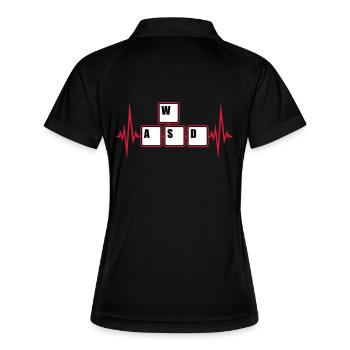 WASD Tastatur Tasten Gamer - Frauen Polo atmungsaktiv - Schwarz/Weiß - Hinten