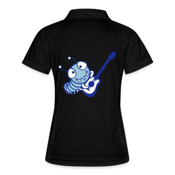 Cute Caterpillar Guitar Playing Cool Insect Animal Music - Women's Polo breathable - black/white - Back