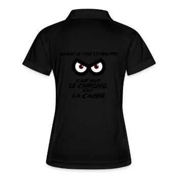 Regard de pilote : Chrono ou Caisse - Polo respirant Femme - noir/blanc - Dos