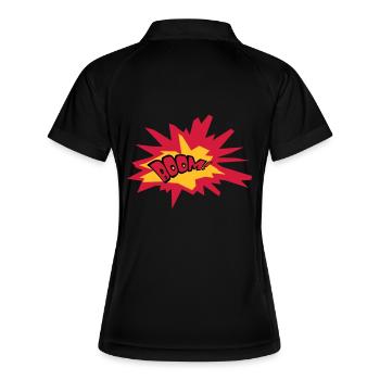 boom text fire flame hot tnt dynamite explode - Women's Polo breathable - black/white - Back
