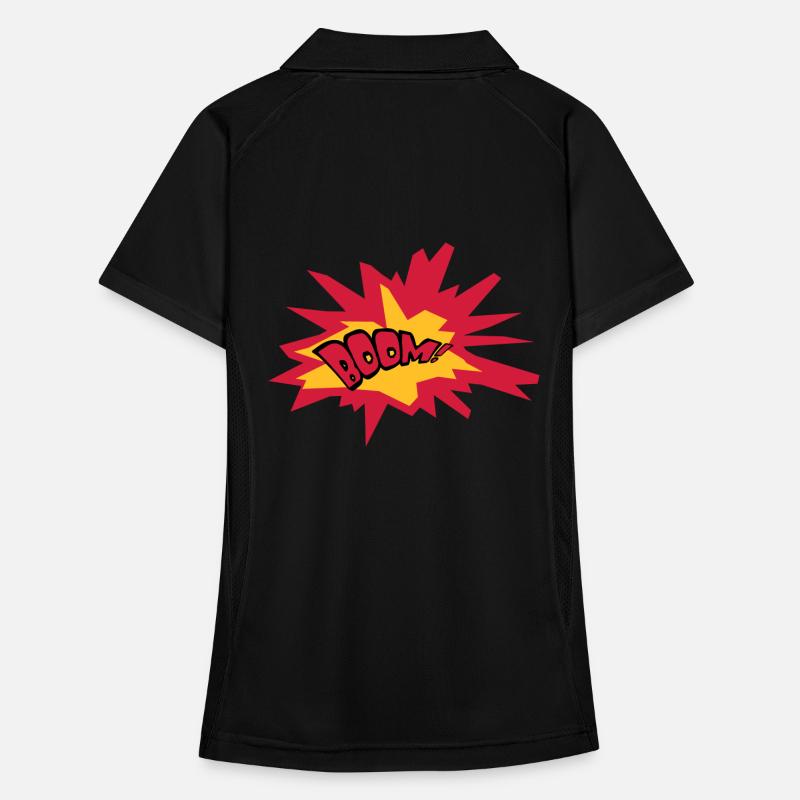 boom text fire flame hot tnt dynamite explode Women's Polo breathable