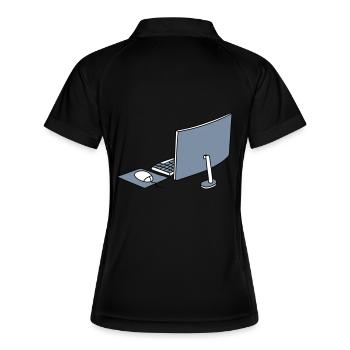 maus tastatur bildschirm home office buero arbeits - Frauen Polo atmungsaktiv - Schwarz/Weiß - Hinten