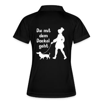 Dackel Hundebesitzerin Die mit dem Hund geht - Frauen Polo atmungsaktiv - Schwarz/Weiß - Hinten