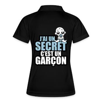 j'ai un secret c'est un garçon - Polo respirant Femme - noir/blanc - Dos