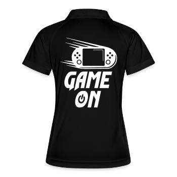 Game On Gamer Start On Game - Frauen Polo atmungsaktiv - Schwarz/Weiß - Hinten