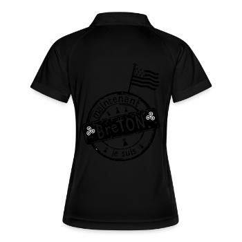 logo je suis breton maintenant drapeau - Polo respirant Femme - noir/blanc - Dos
