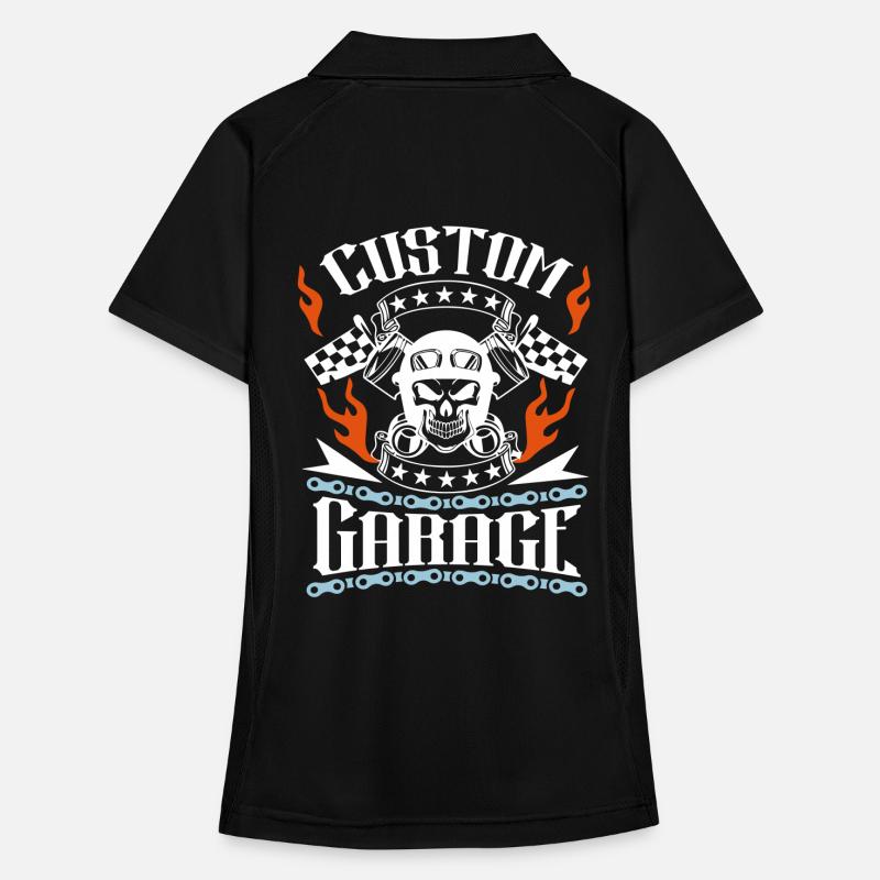 custom garage motorcycle Frauen Polo atmungsaktiv