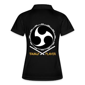 Symbol Taiko-Drumming V1 (dreifarbig) - Frauen Polo atmungsaktiv - Schwarz/Weiß - Hinten