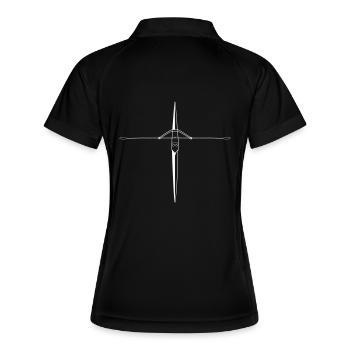 Rudern Ruderboot Einer Single Skull - Frauen Polo atmungsaktiv - Schwarz/Weiß - Hinten