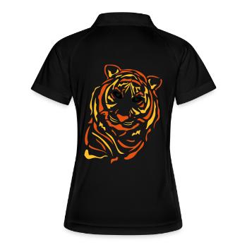 Tigerkopf Großkatze Kätzchen Geschenk Idee - Frauen Polo atmungsaktiv - Schwarz/Weiß - Hinten