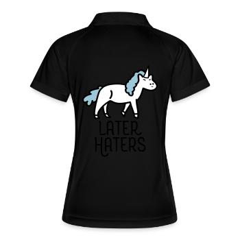 Later Haters (Unicorn) - Frauen Polo atmungsaktiv - Schwarz/Weiß - Hinten