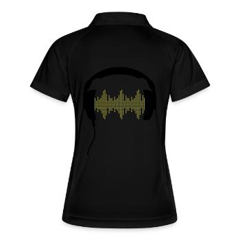 DJ-Kopfhörer Rhythmus Frequenz Equalizer Sound - Frauen Polo atmungsaktiv - Schwarz/Weiß - Hinten