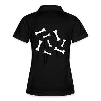 graffiti drops bones pattern dead many skeleton - Women's Polo breathable - black/white - Back