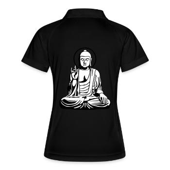 Young Buddha No.1_2c - Frauen Polo atmungsaktiv - Schwarz/Weiß - Hinten