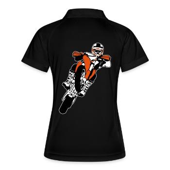 Supermoto - Frauen Polo atmungsaktiv - Schwarz/Weiß - Hinten