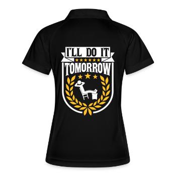 do it tomorrow Zitat - Frauen Polo atmungsaktiv - Schwarz/Weiß - Hinten