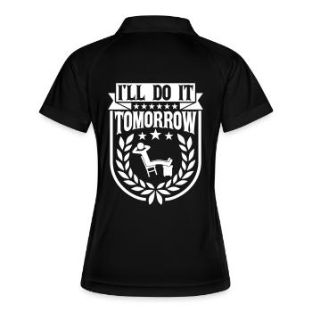 do it tomorrow Zitat - Frauen Polo atmungsaktiv - Schwarz/Weiß - Hinten