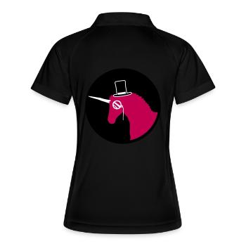 Einhorn Sir Gentleman Mr. reich Monokel Zylinder - Frauen Polo atmungsaktiv - Schwarz/Weiß - Hinten