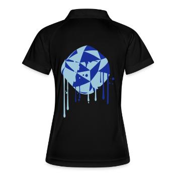 balle art spray graffiti goutte rond rond bleu - Polo respirant Femme - noir/blanc - Dos