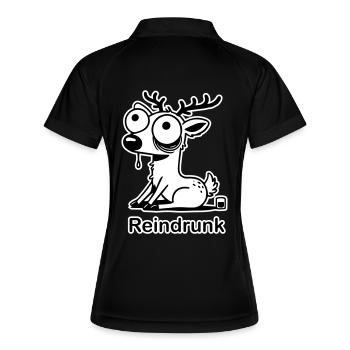 Lustiger betrunkener Hirsch - "Reindrunk" Design - Frauen Polo atmungsaktiv - Schwarz/Weiß - Hinten