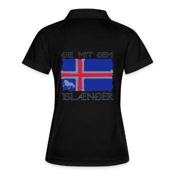 Die mit dem Isländer - Frauen Polo atmungsaktiv - Schwarz/Weiß - Hinten