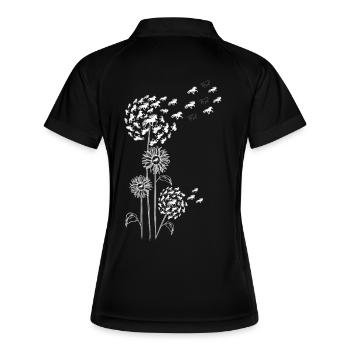 Pusteblume mit Blüte und Tölt Weiss - Frauen Polo atmungsaktiv - Schwarz/Weiß - Hinten