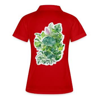 Jungle leaves - Women's Polo breathable - red/white - Back