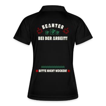 Schlafender Beamter - Frauen Polo atmungsaktiv - Schwarz/Weiß - Hinten