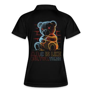 Loving Bear with Alphabet Drawing - Women's Polo breathable - black/white - Back