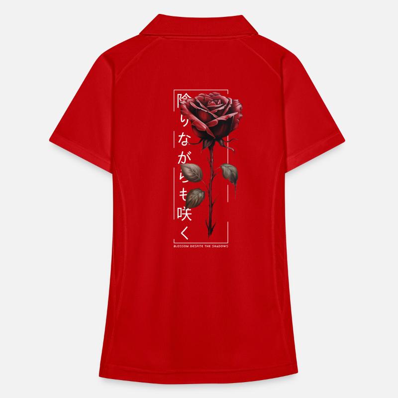Blossom Despite The Shadow Rose Japanese Script Women's Polo breathable