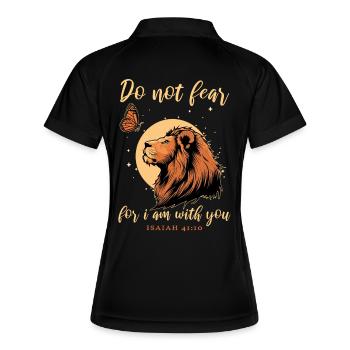 Lion, Papillon, Verset Biblique, Christian - Polo respirant Femme - noir/blanc - Dos