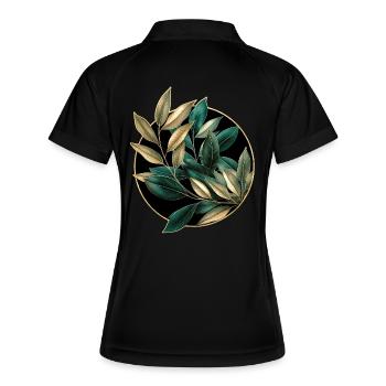 Elegante Pflanzen - Frauen Polo atmungsaktiv - Schwarz/Weiß - Hinten