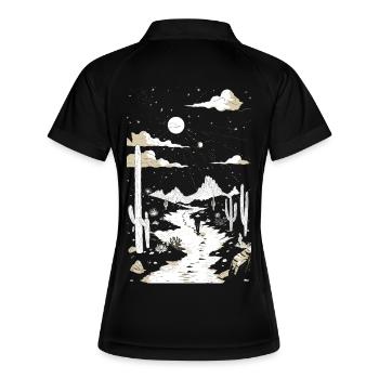 Chemin à travers le désert avec empreintes de pas et cactus - Polo respirant Femme - noir/blanc - Dos