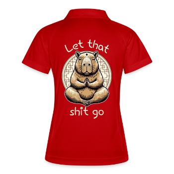 Lâchez cette merde – Méditer Capybara - Polo respirant Femme - rouge/blanc - Dos