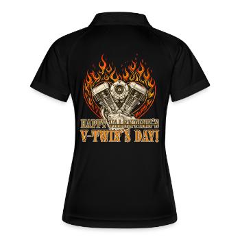 Happy V-Twin’s Day for Chopper Lovers - Women's Polo breathable - black/white - Back