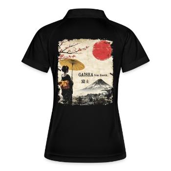 Gaisha avec parapluie - Fuji japon vintage - Polo respirant Femme - noir/blanc - Dos