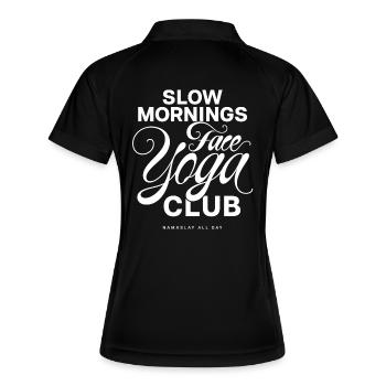 Slow Mornings Face Yoga Club - Frauen Polo atmungsaktiv - Schwarz/Weiß - Hinten