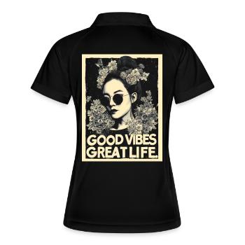 Vibes great Life tattoo - Frauen Polo atmungsaktiv - Schwarz/Weiß - Hinten