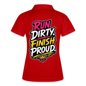 Run Dirty Finish Proud Running Motivation - Frauen Polo atmungsaktiv - Rot/Weiß - Hinten