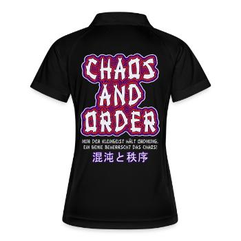 Chaos & Order / Chaos & Ordnung - Frauen Polo atmungsaktiv - Schwarz/Weiß - Hinten