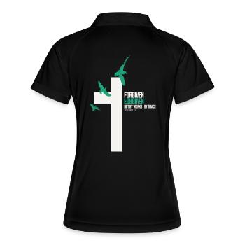 FORGIVEN Kreuz Tauben Weiß Grace Vers - Frauen Polo atmungsaktiv - Schwarz/Weiß - Hinten