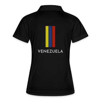 Venezolanische Flagge, Venezolanischer Stolz - Frauen Polo atmungsaktiv - Schwarz/Weiß - Hinten