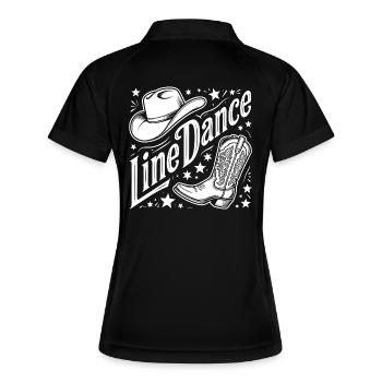 Line Dance Western Logo - Frauen Polo atmungsaktiv - Schwarz/Weiß - Hinten