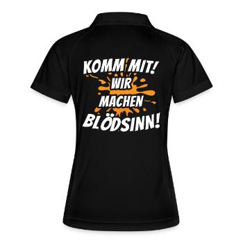 Komm mit! Wir machen Blödsinn! - Frauen Polo atmungsaktiv - Schwarz/Weiß - Hinten