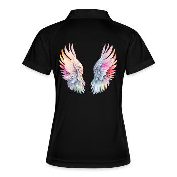 Flügel des Engels - Frauen Polo atmungsaktiv - Schwarz/Weiß - Hinten